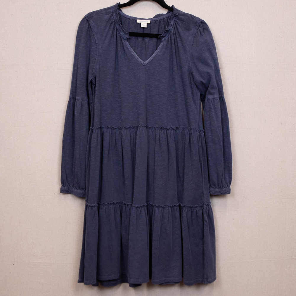 Sundance navy tiered long sleeve dress-S